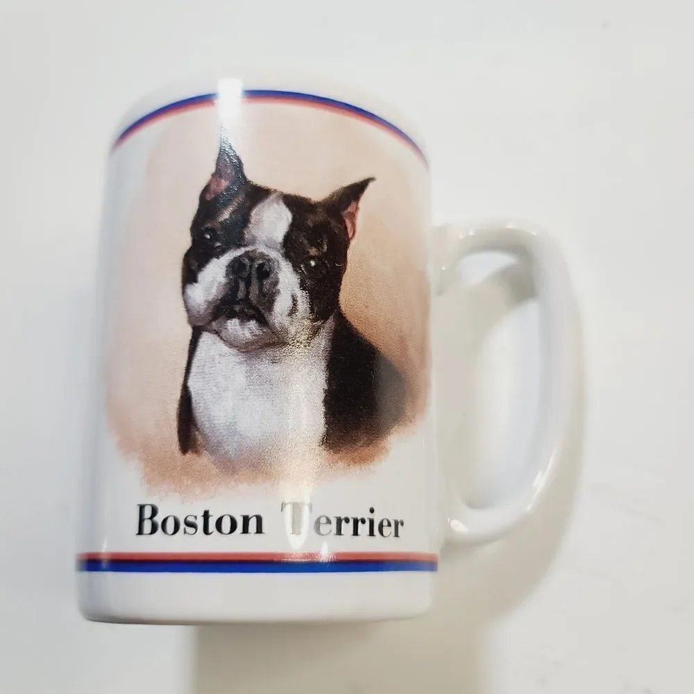 Vintage 80s R. Masthead Boston Terrier Dog Coffee Mug